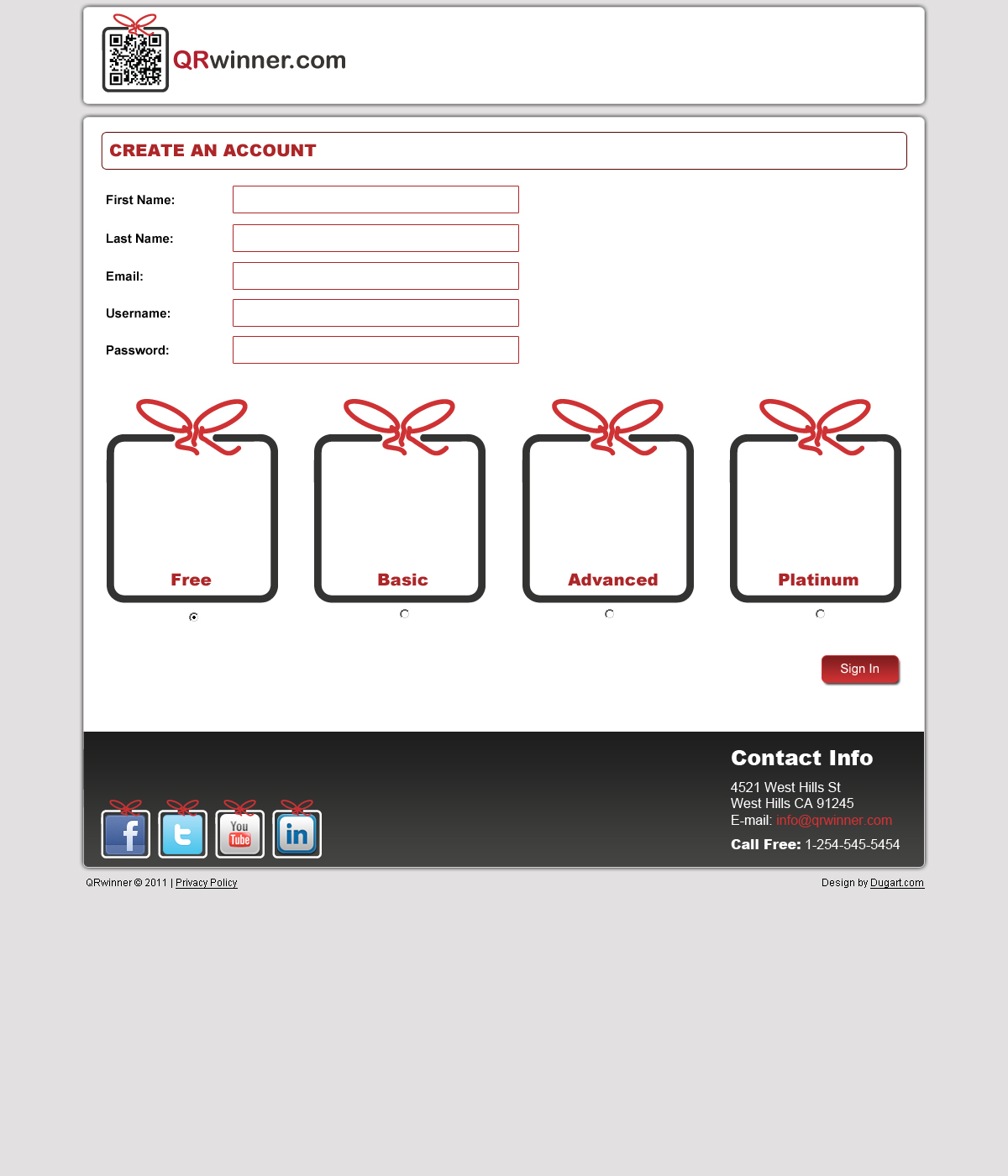 QR Winner account creation flow for campaign managers
