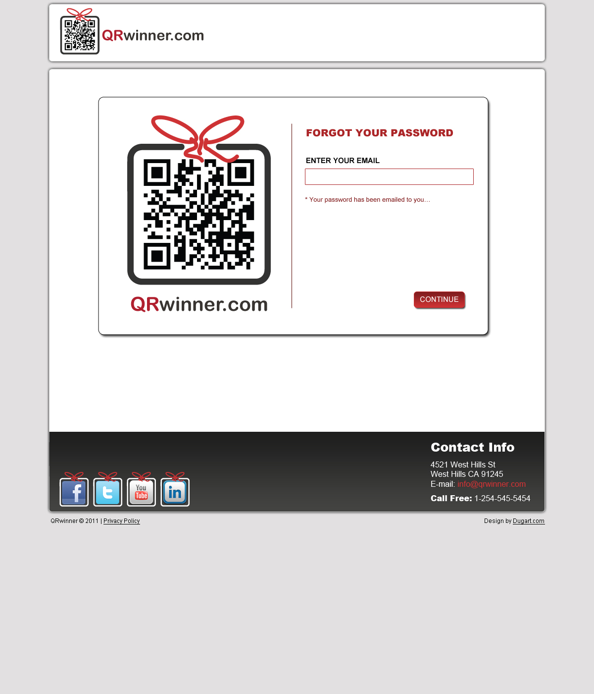 QR Winner password recovery flow for account access